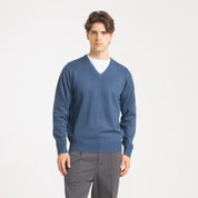 SCOLLO A V  VISCOSA DOPPIO FILO-11625|Colore:Denim