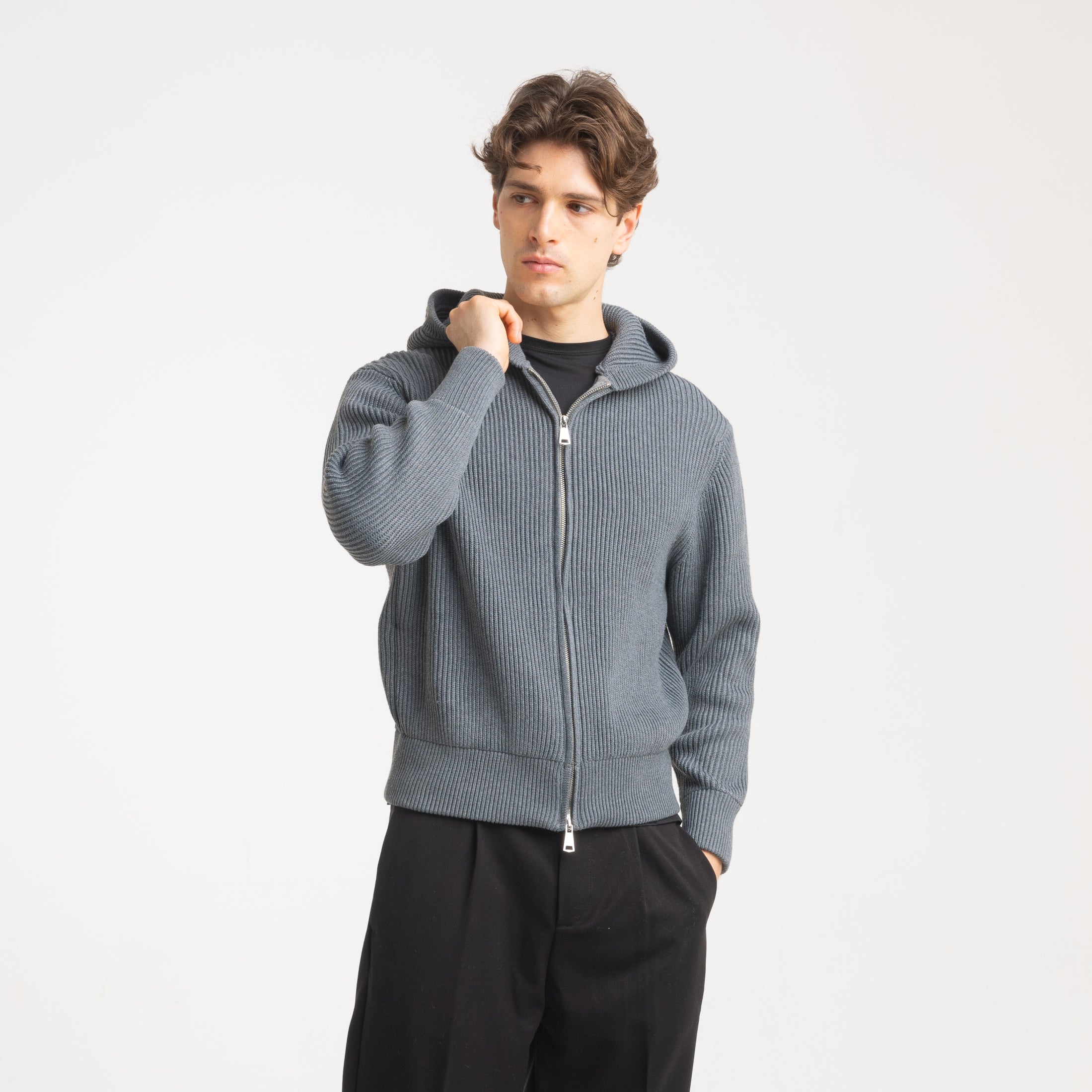CARDIGAN COSTE CAPPUCCIO-11631|Colore:Grigio