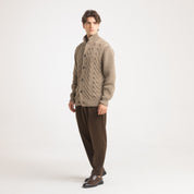 CARDIGAN BOTTONI TRECCIA -11633|Colore:Tortora