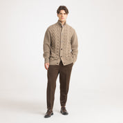 CARDIGAN BOTTONI TRECCIA -11633|Colore:Tortora