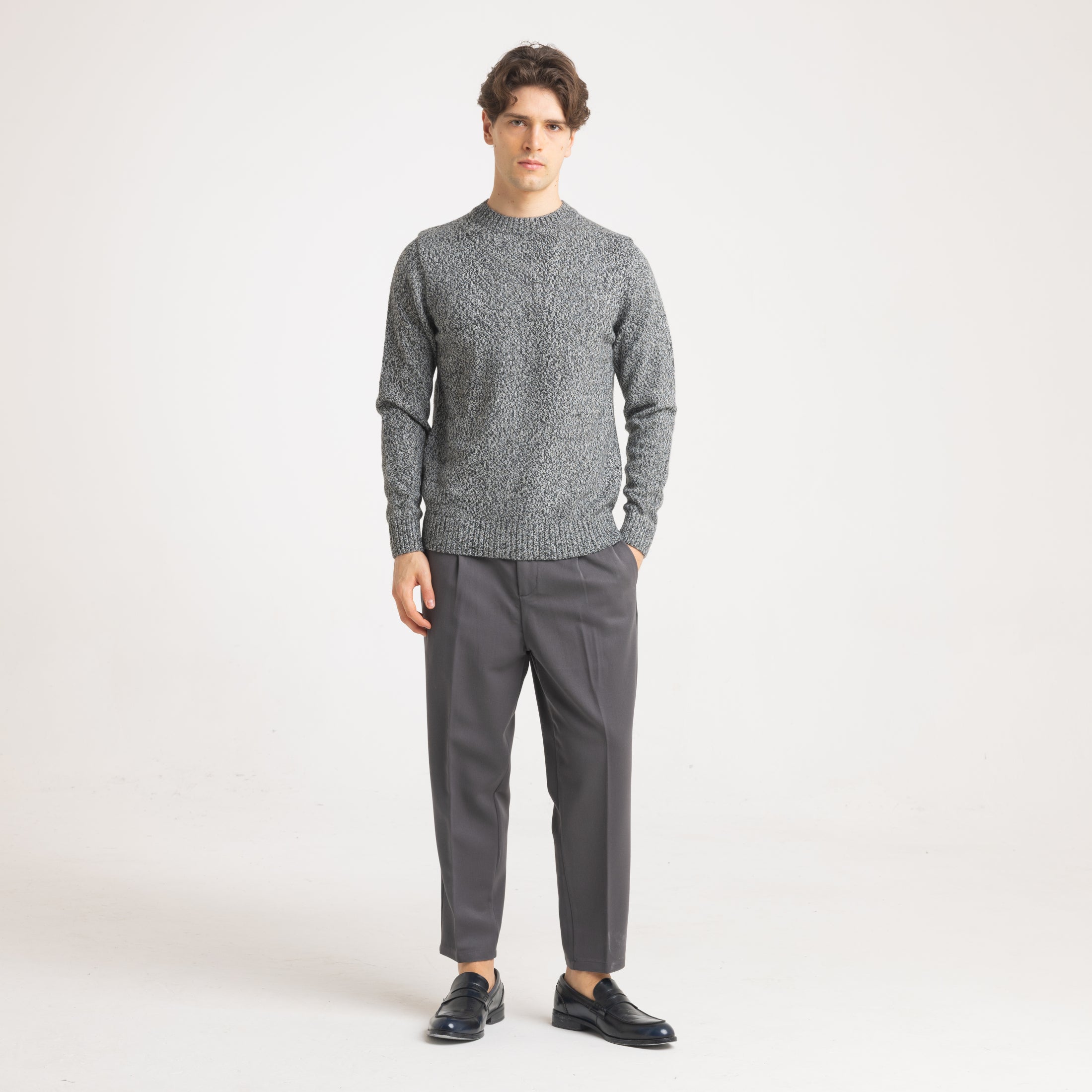 GIROCOLLO FIAMMATO MISTO LANA-11428|Colore:Nero