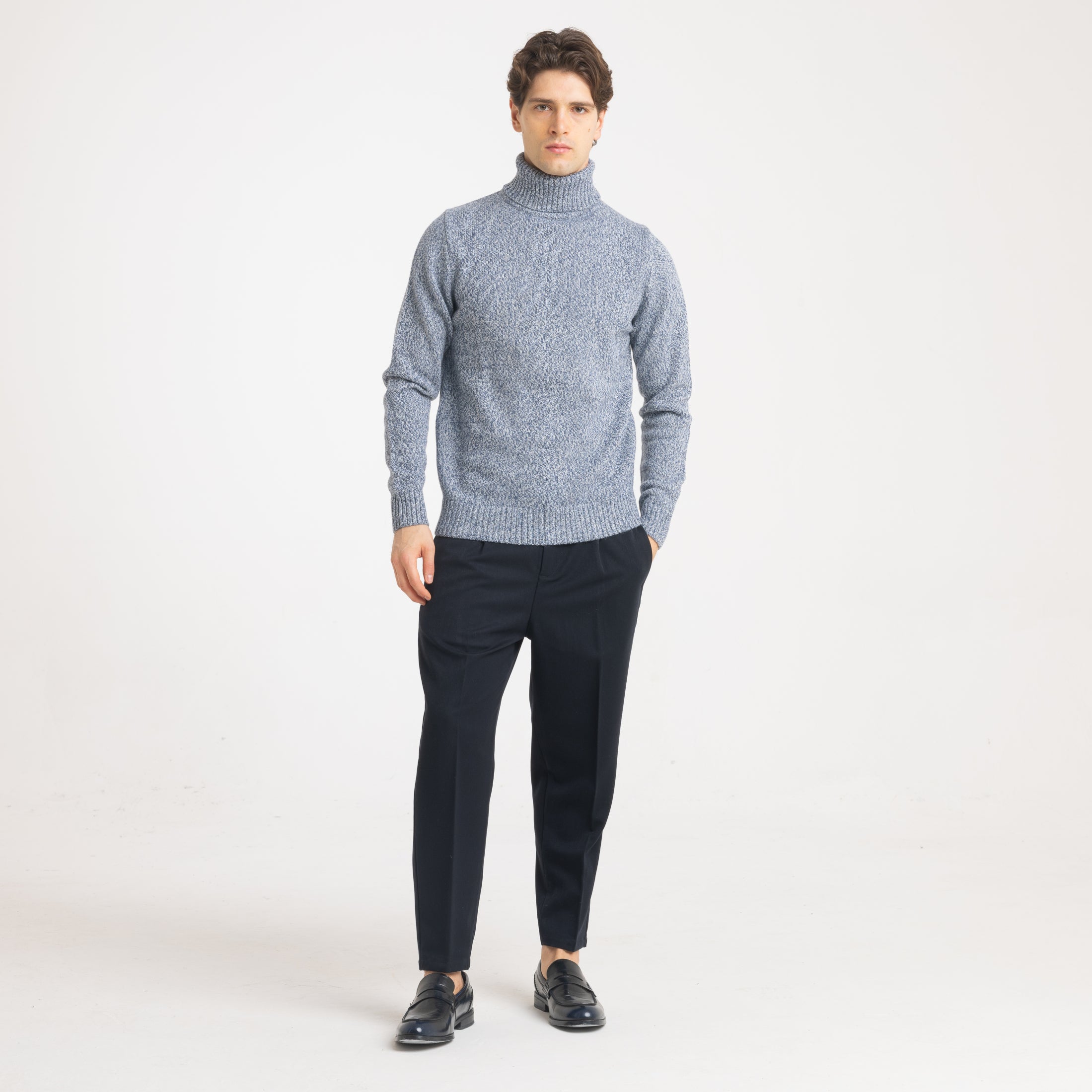 COLLO ALTO FIAMMATO MISTO LANA-11429|Colore:Blu