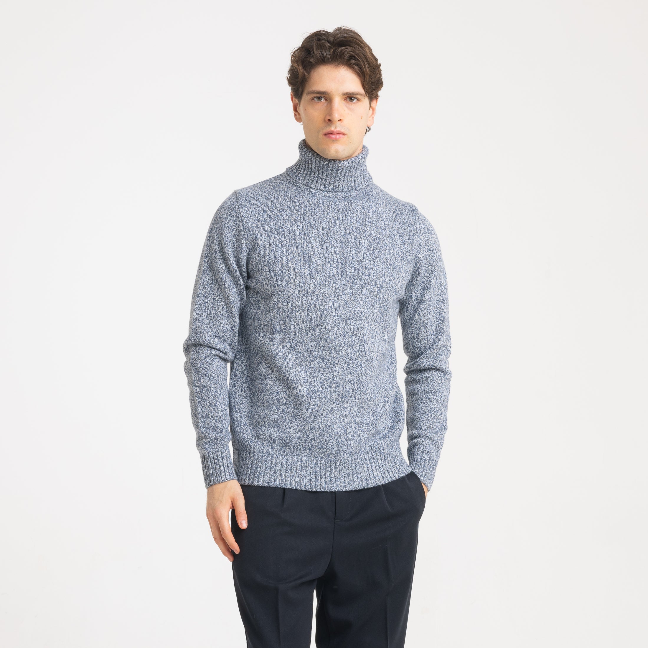 COLLO ALTO FIAMMATO MISTO LANA-11429|Colore:Blu
