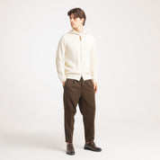 CARDIGAN FULL ZIP RICAMATO -11615|Colore:Panna