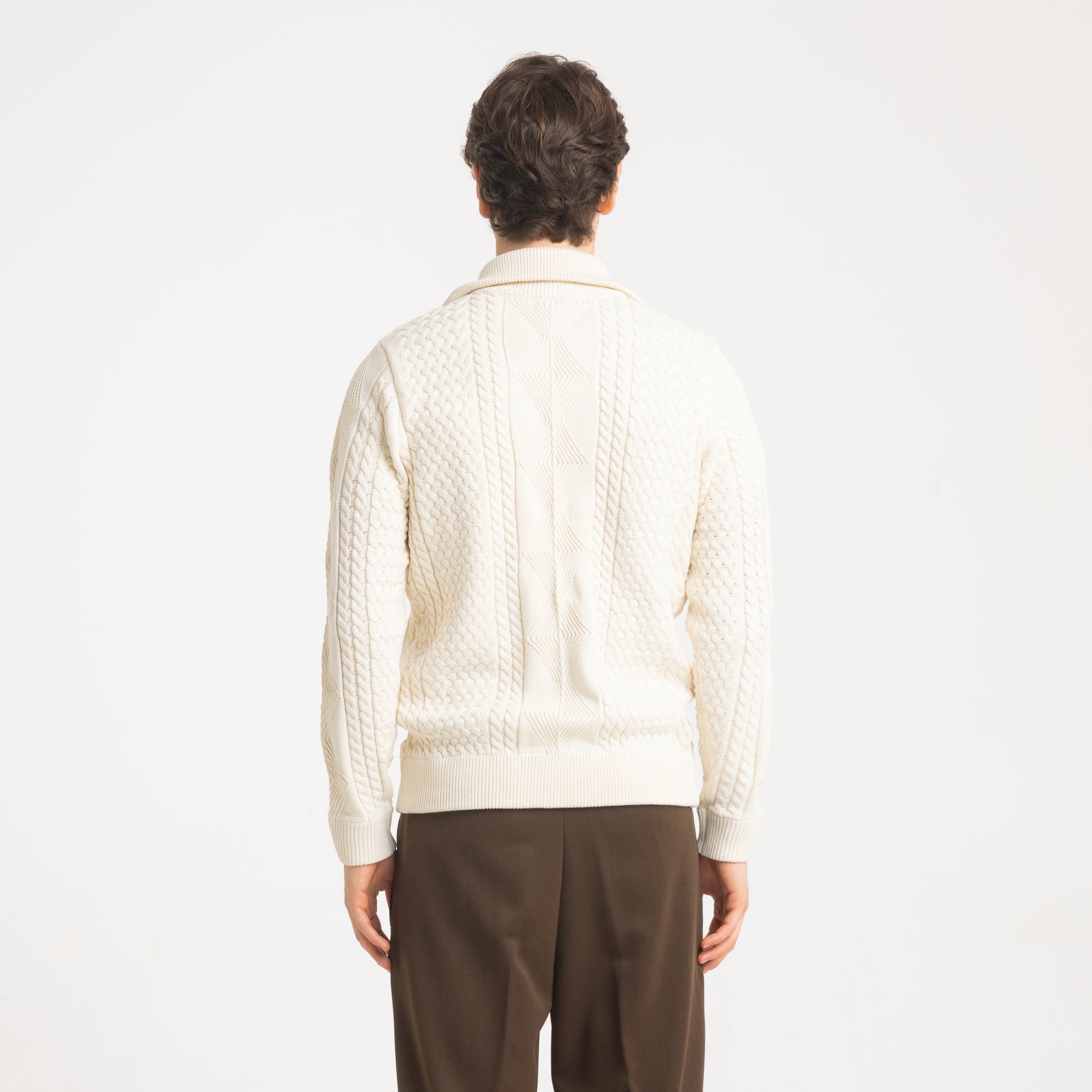 CARDIGAN FULL ZIP RICAMATO -11615|Colore:Panna