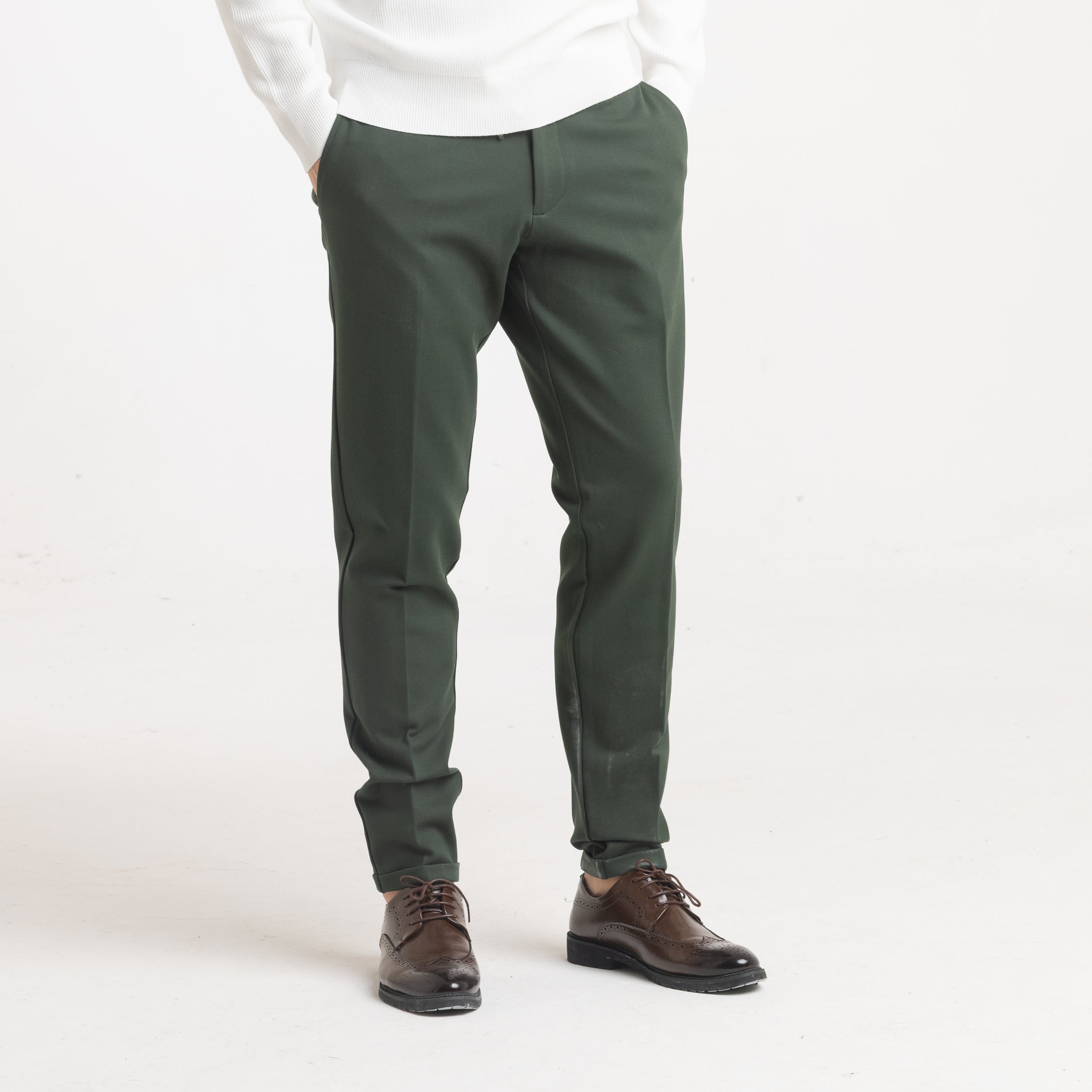 PANT MILANO MEZZO ELASTICO-11462|Colore:Verde