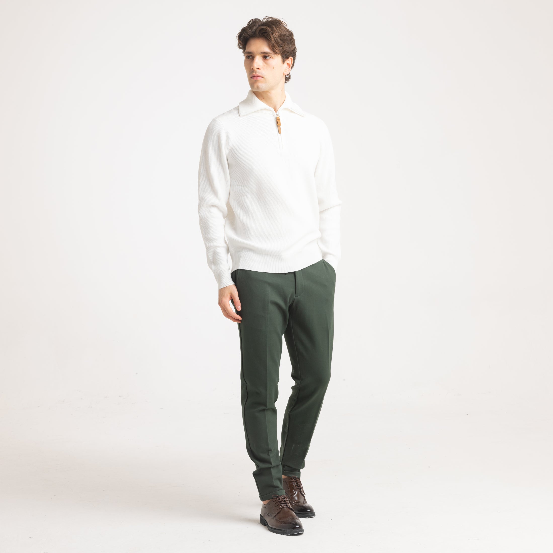 PANT MILANO MEZZO ELASTICO-11462|Colore:Verde