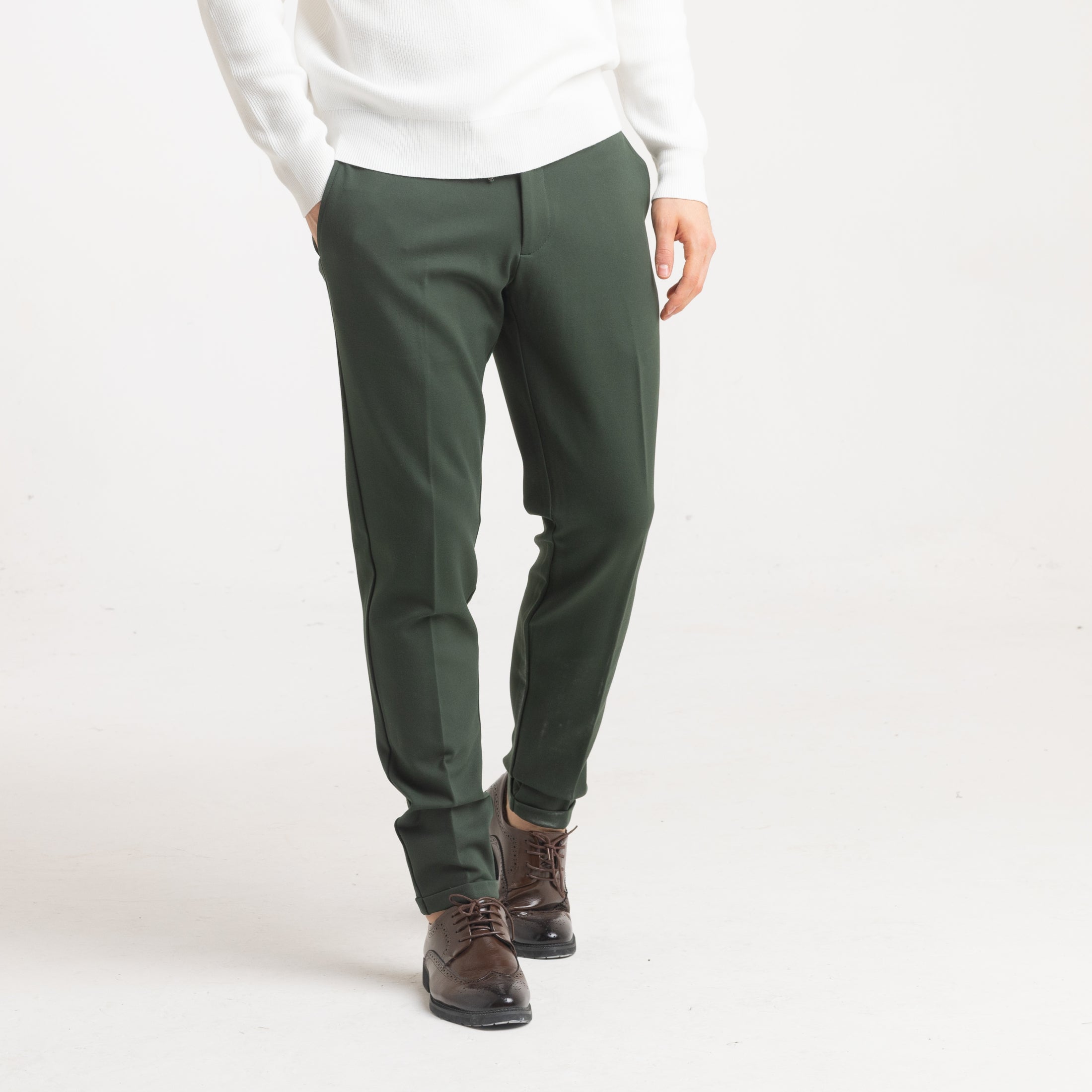 PANT MILANO MEZZO ELASTICO-11462|Colore:Verde