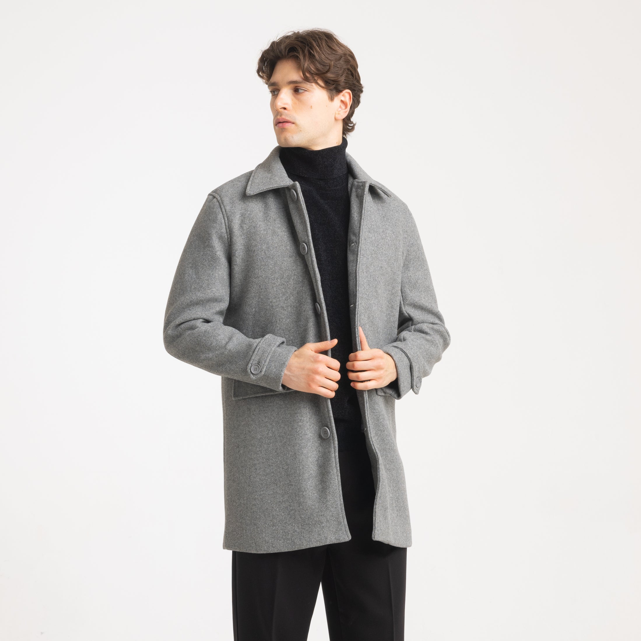TRENCH IN PANNO-11456|Colore:Grigio