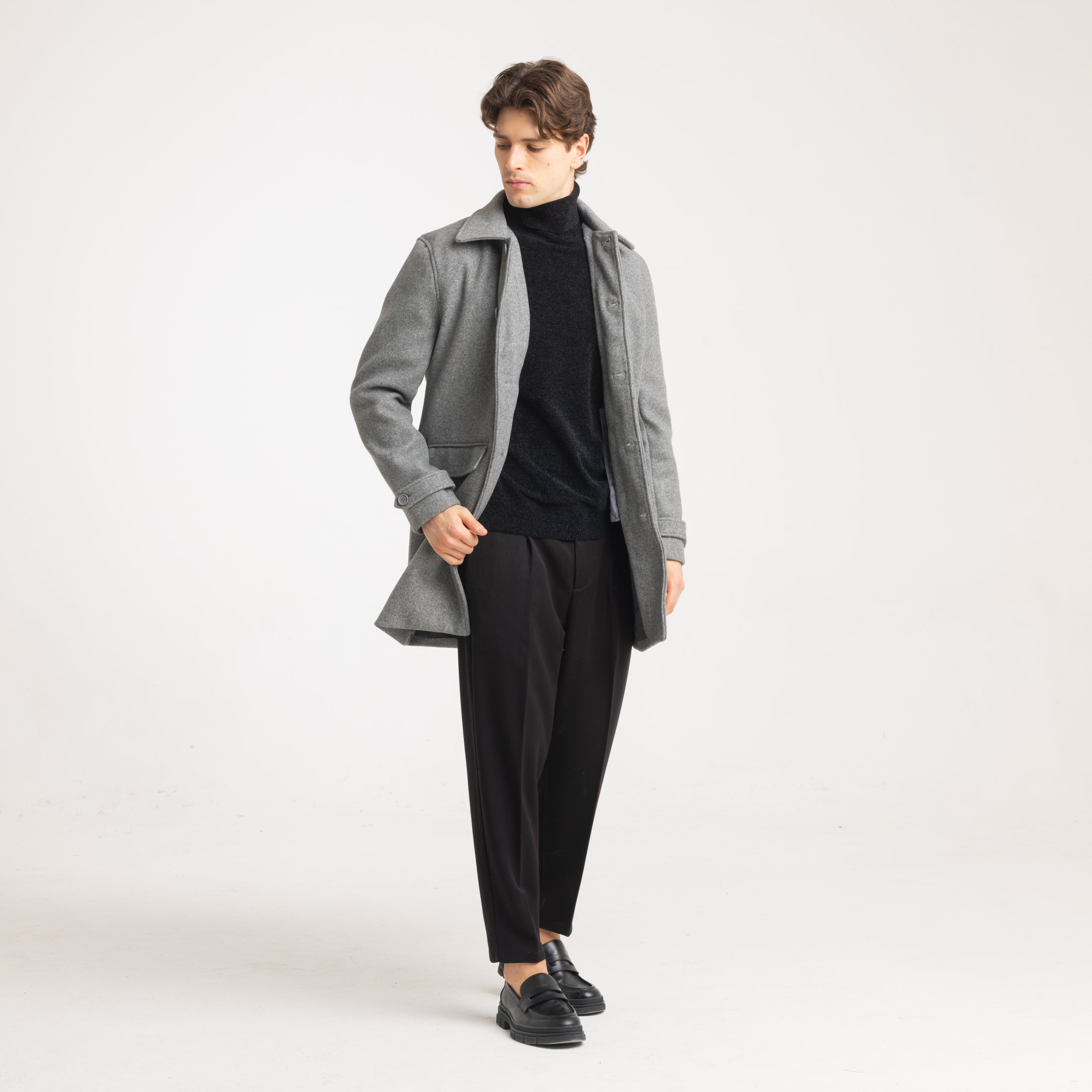TRENCH IN PANNO-11456|Colore:Grigio