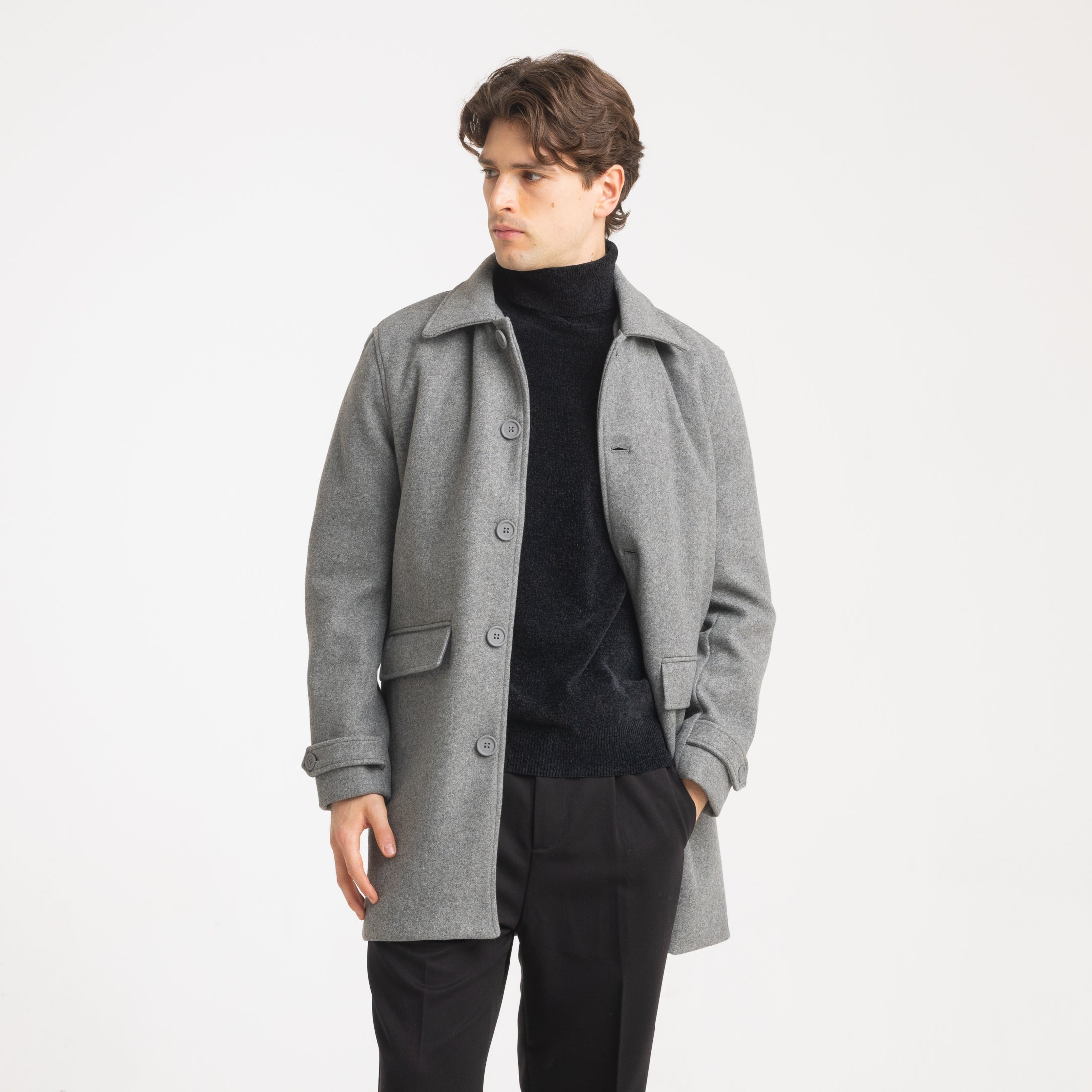TRENCH IN PANNO-11456|Colore:Grigio