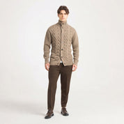 CARDIGAN BOTTONI TRECCIA -11633|Colore:Tortora