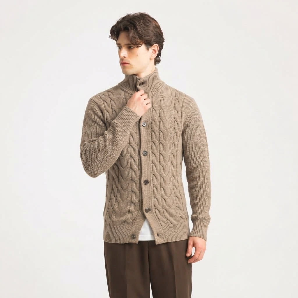 CARDIGAN BOTTONI TRECCIA -11633|Colore:Tortora