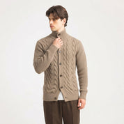 CARDIGAN BOTTONI TRECCIA -11633|Colore:Tortora