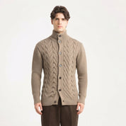 CARDIGAN BOTTONI TRECCIA -11633|Colore:Tortora