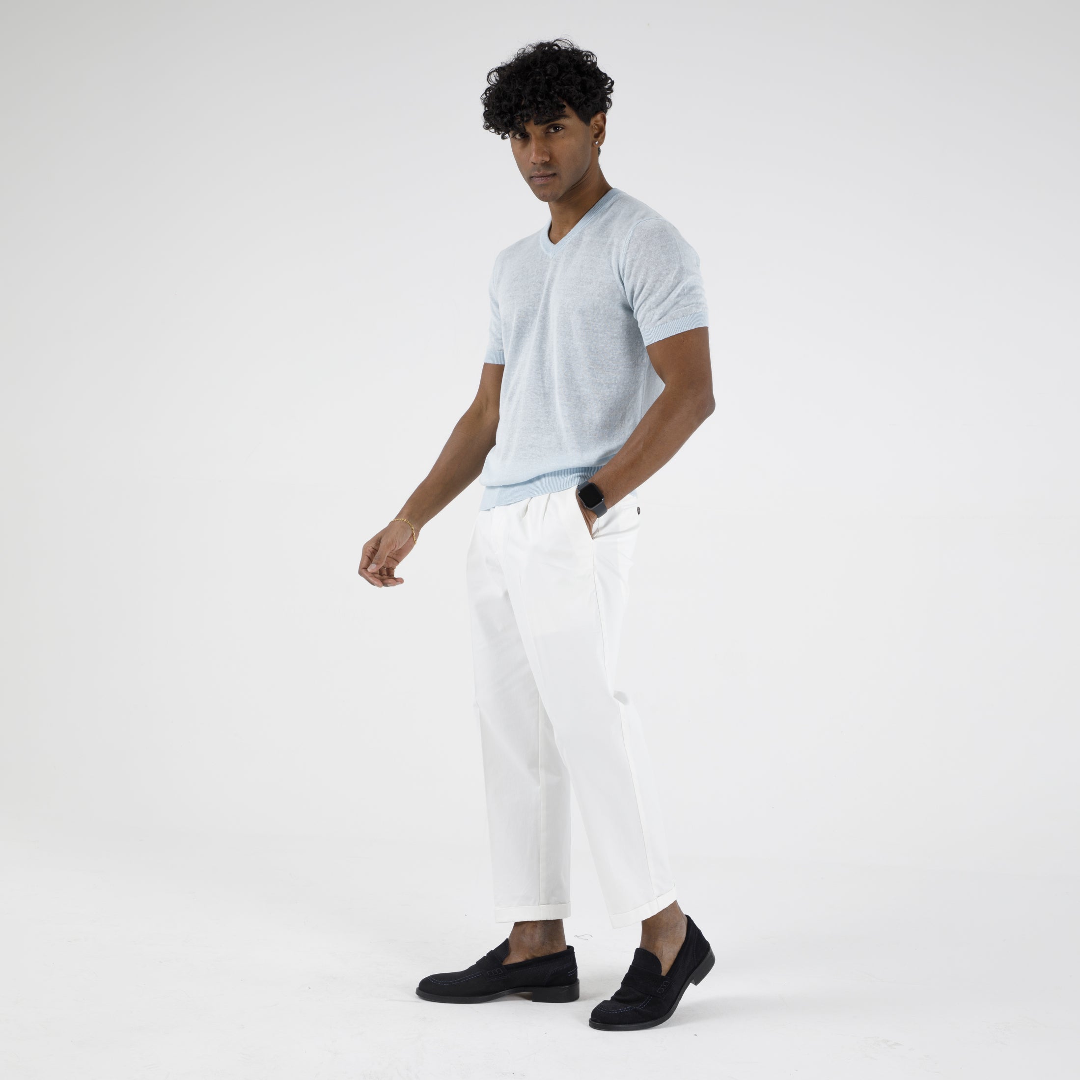 SCOLLO V IN LINO 100%  11059