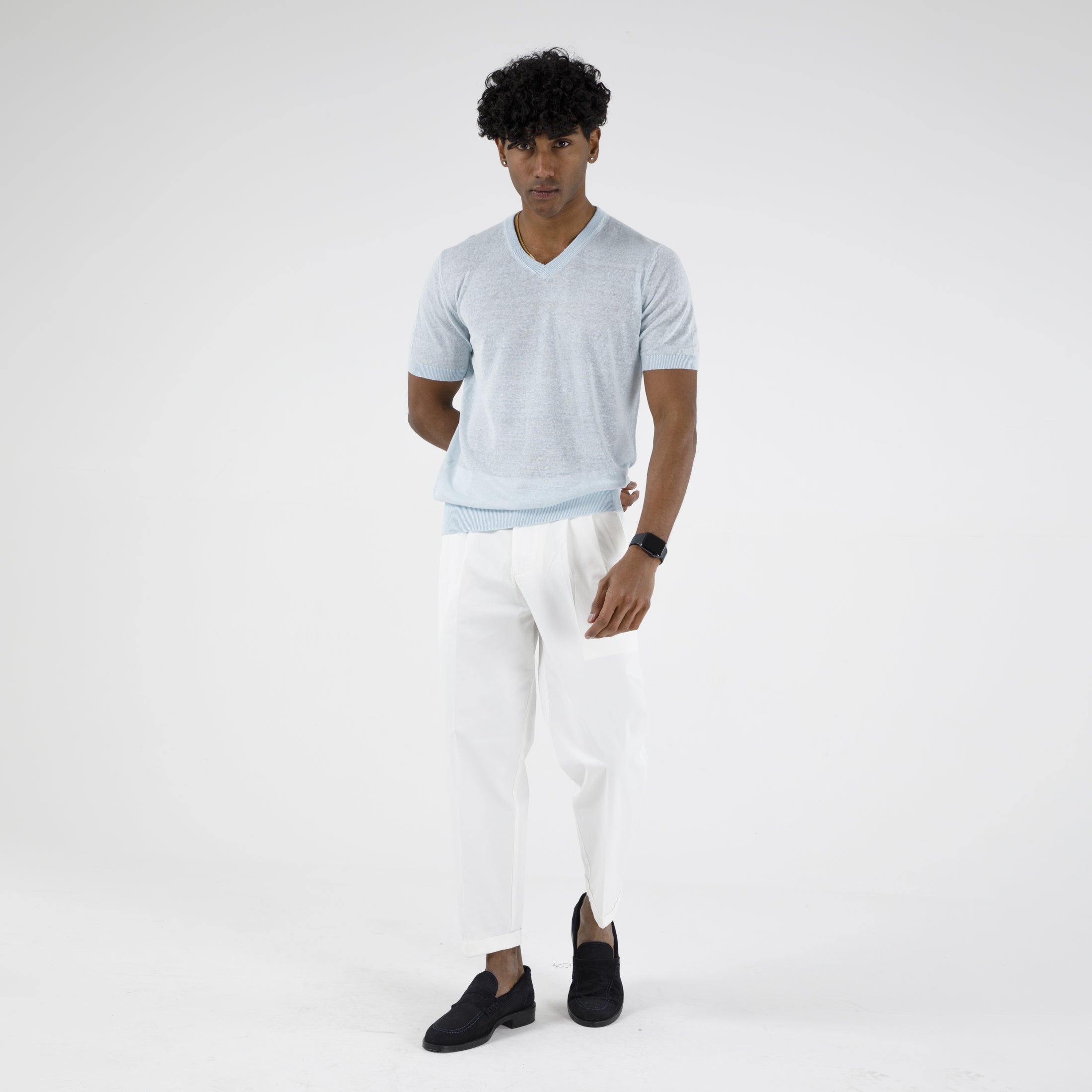 SCOLLO V IN LINO 100%  11059