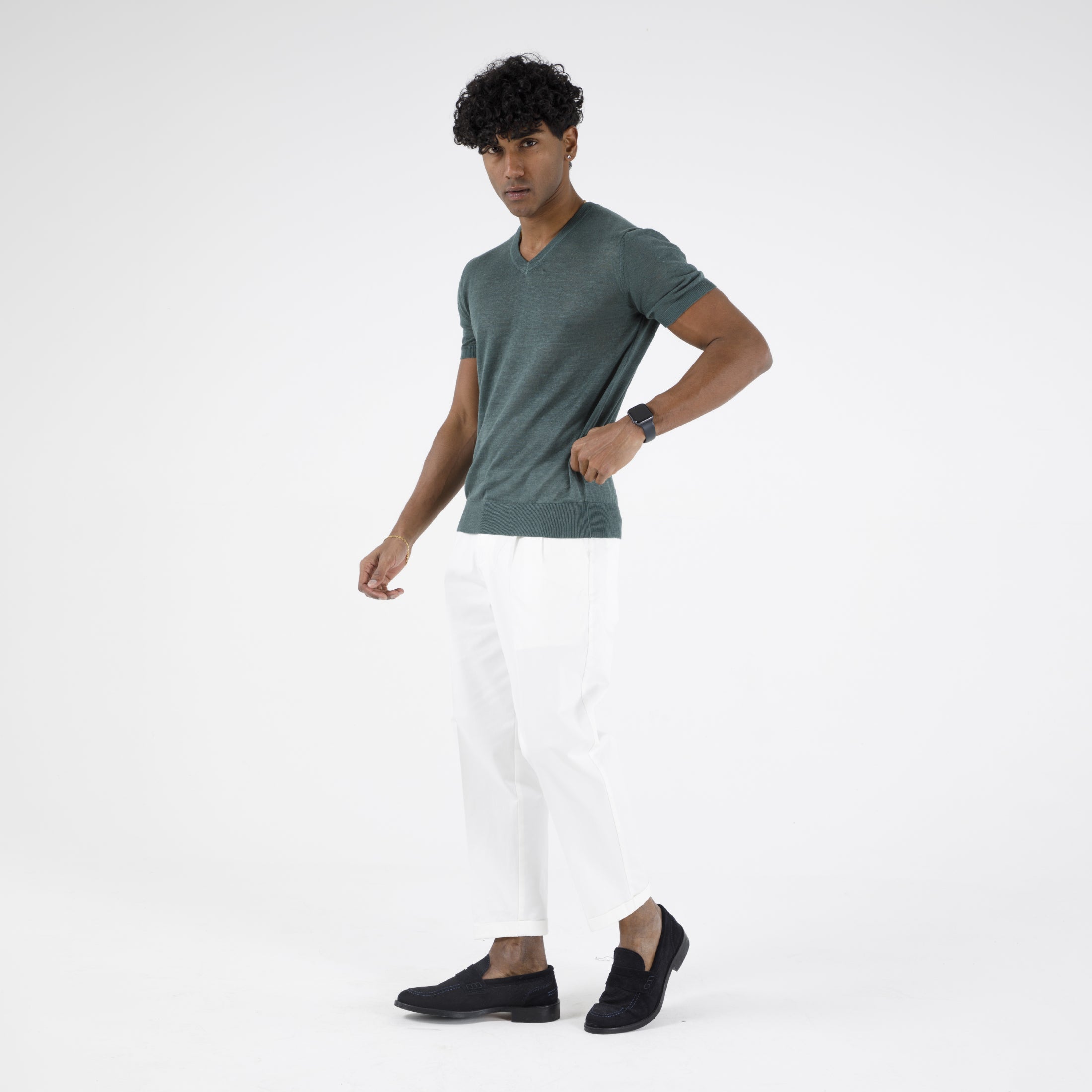 SCOLLO V IN LINO 100%  11059