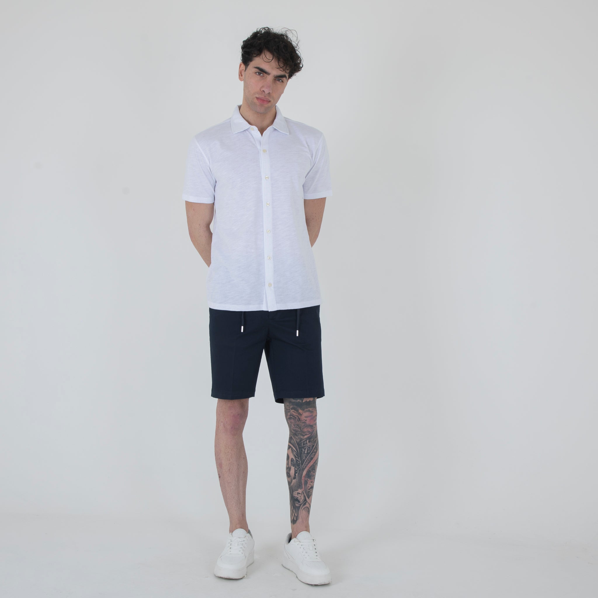 POLO CAMICIA FIAMMATA-11543|Colore:Bianco