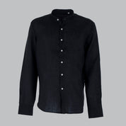 CAMICIA LINO COLLO KOREANO-11550|Colore:Nero