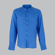 CAMICIA LINO COLLO KOREANO-11550|Colore:Denim