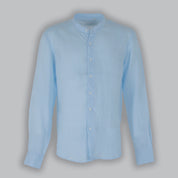CAMICIA LINO COLLO KOREANO-11550|Colore:Celeste
