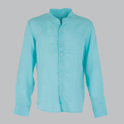 CAMICIA LINO COLLO KOREANO-11550|Colore:Verde acqua
