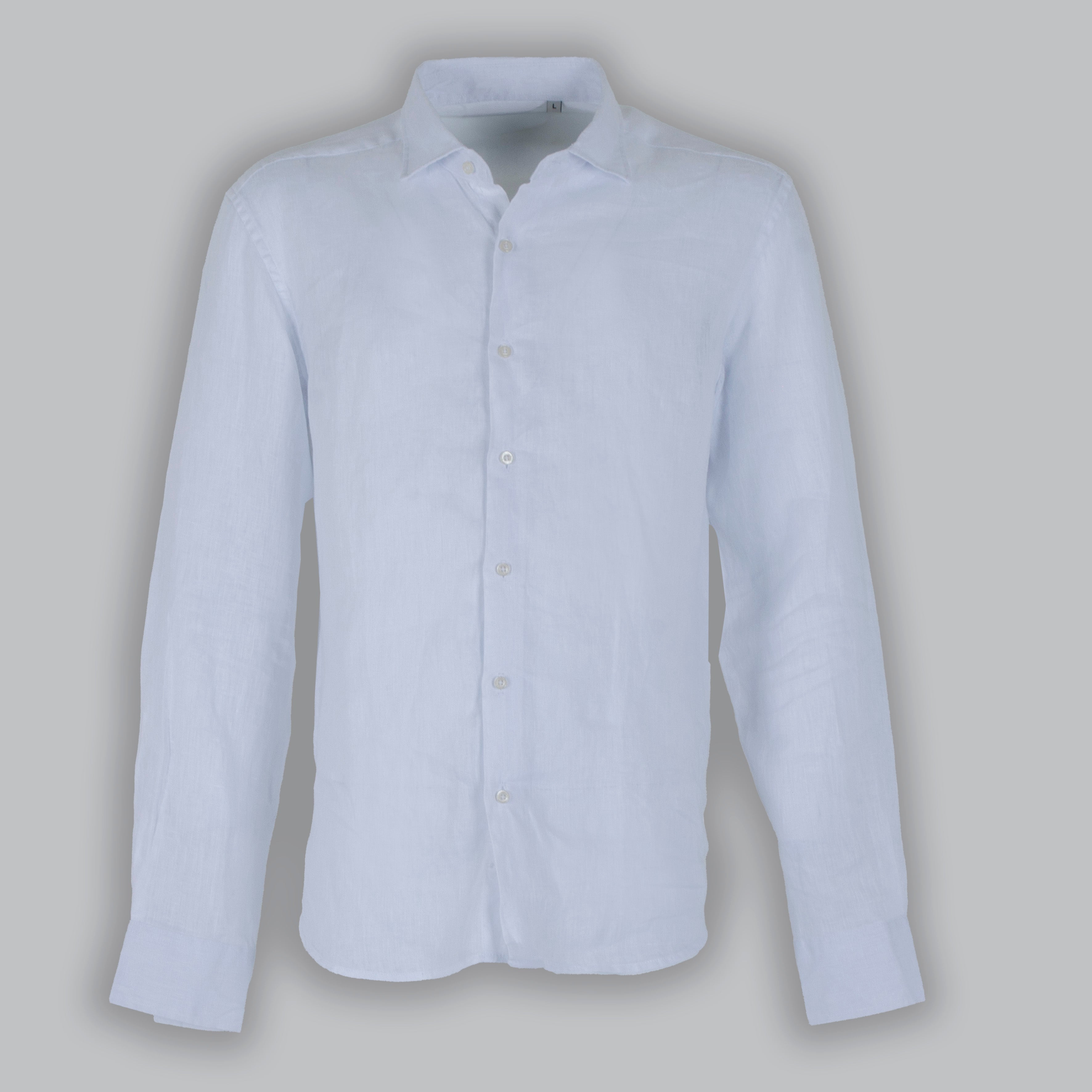 CAMICIA LINO COLLO FRANCESE-11551|Colore:Bianco