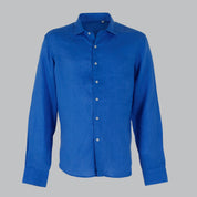 CAMICIA LINO COLLO FRANCESE-11551|Colore:Denim