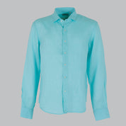 CAMICIA LINO COLLO FRANCESE-11551|Colore:Verde acqua