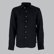 CAMICIA LINO COLLO FRANCESE-11551|Colore:Nero