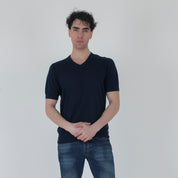 MAGLIA SCOLLO A V MISTO LINO-11539