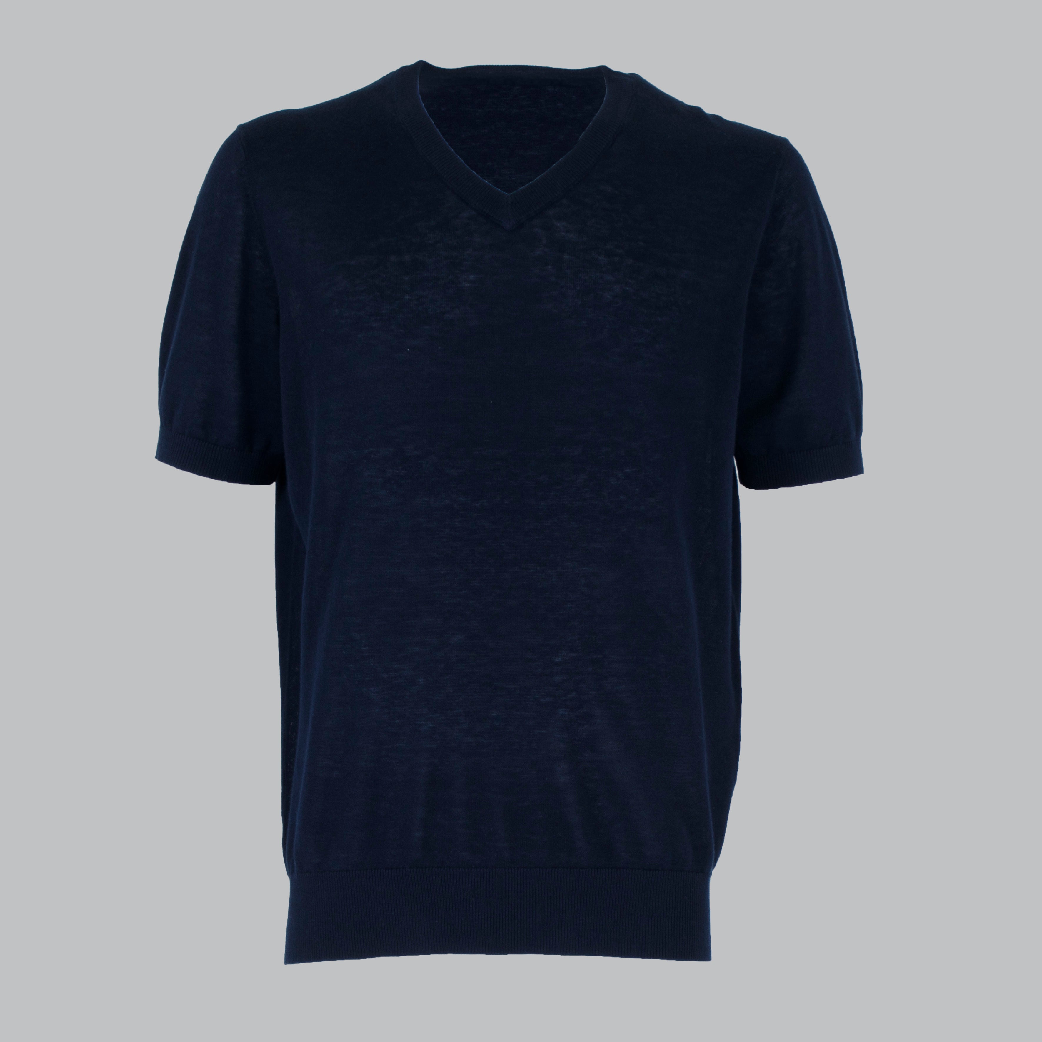 MAGLIA SCOLLO A V MISTO LINO-11539