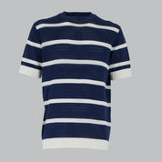 MAGLIA FASCE CREPE COTONE-11530|Colore:Blu