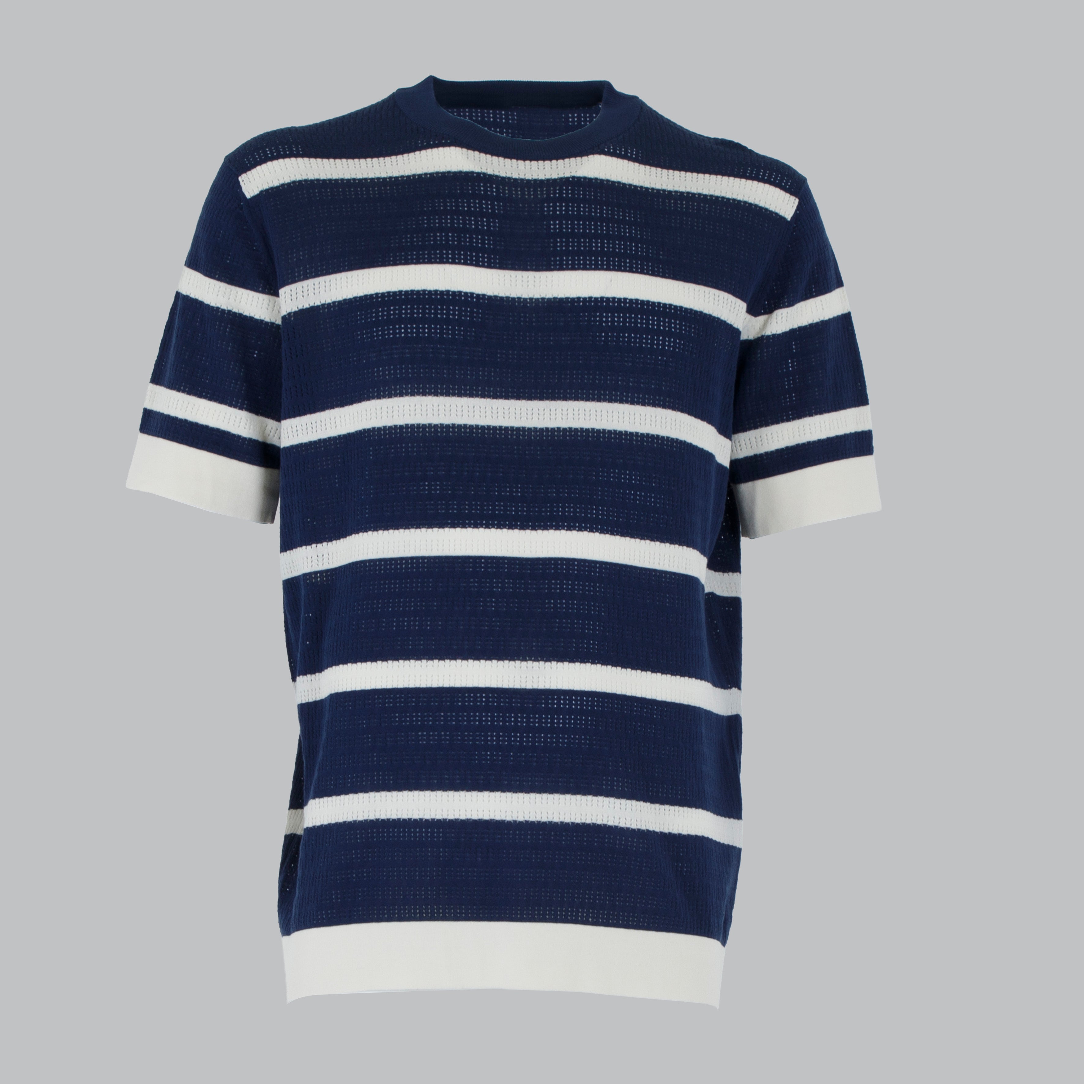MAGLIA FASCE CREPE COTONE-11530|Colore:Blu