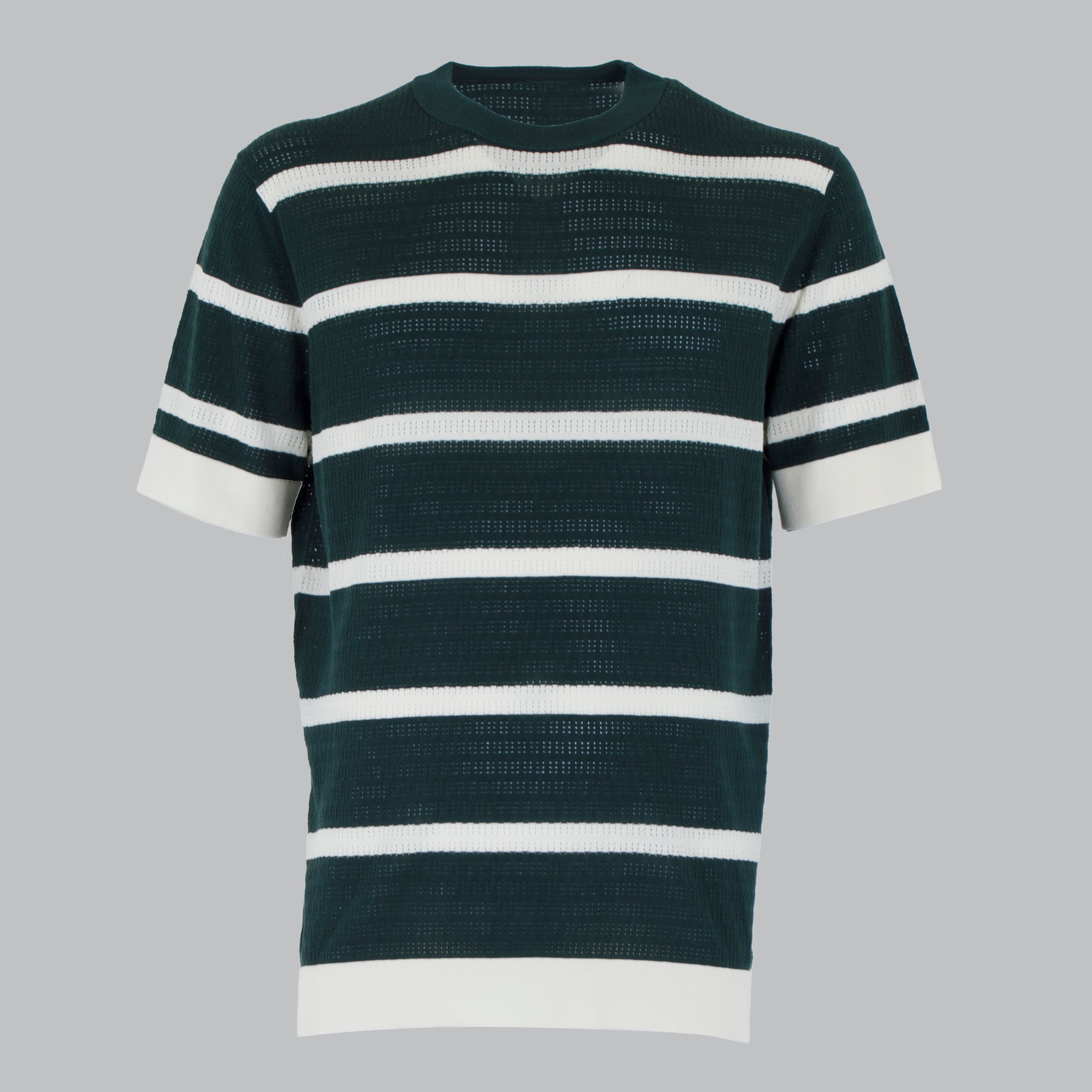 MAGLIA FASCE CREPE COTONE-11530|Colore:Verde