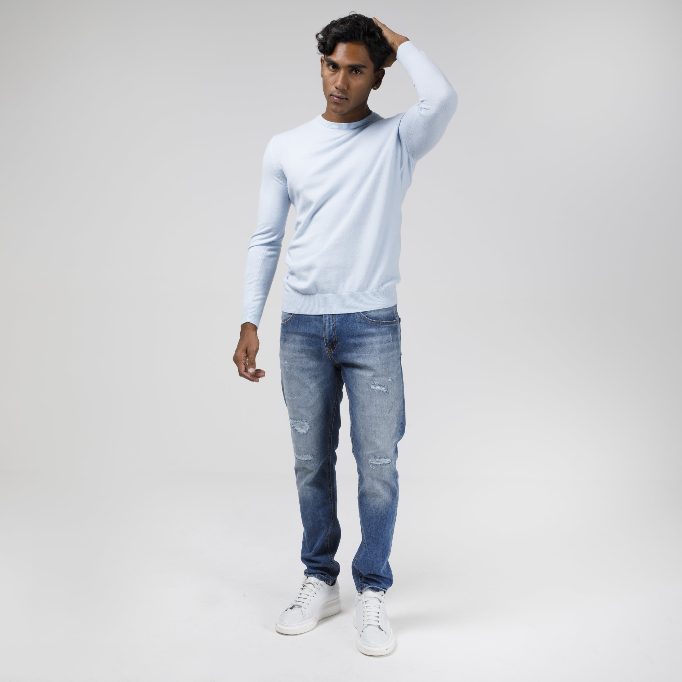 PULLOVER GIROCOLLO STRUTTURATO MISTO CACHEMIRE-108