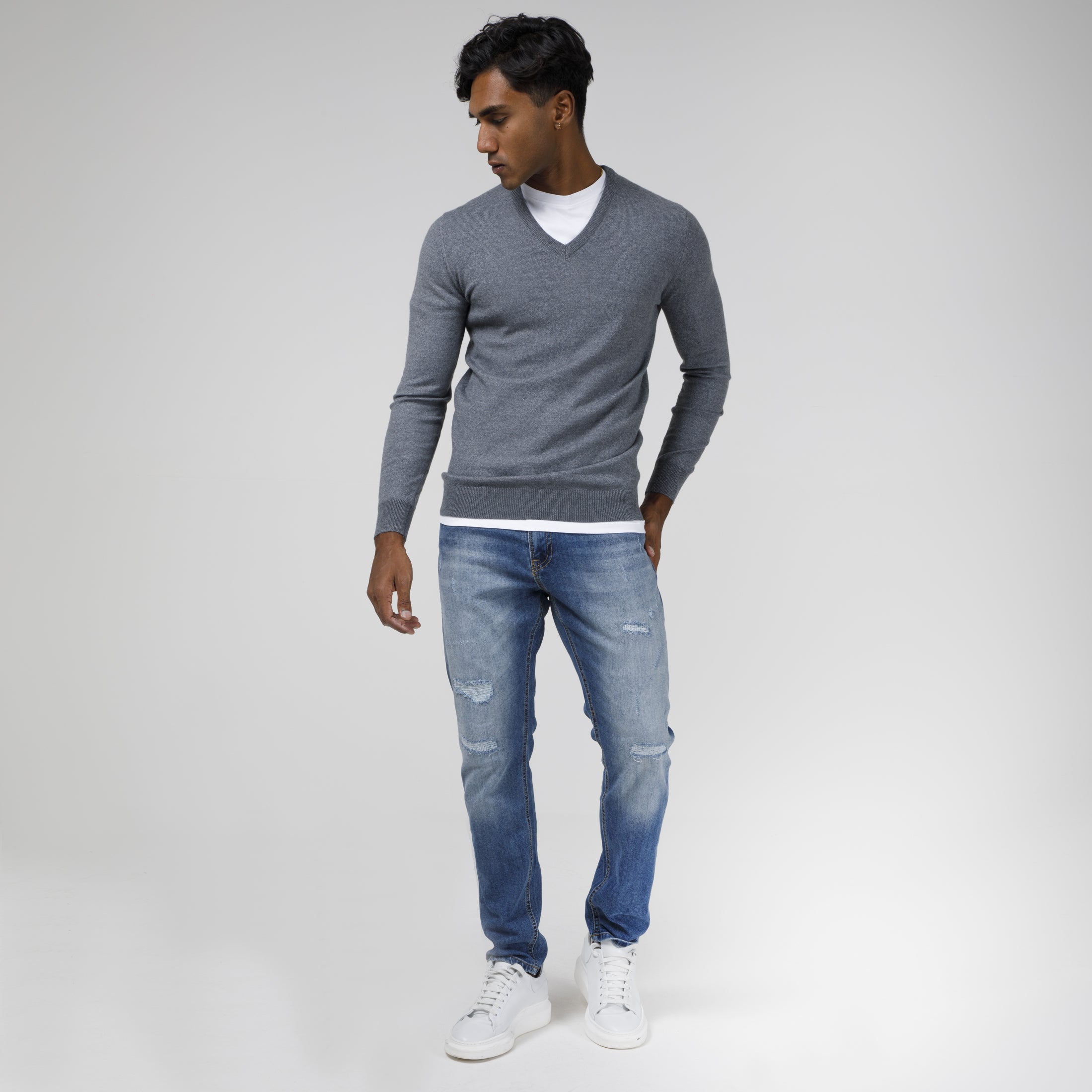 PULLOVER SCOLLO A V STRUTTURATO MISTO CACHEMIRE-10