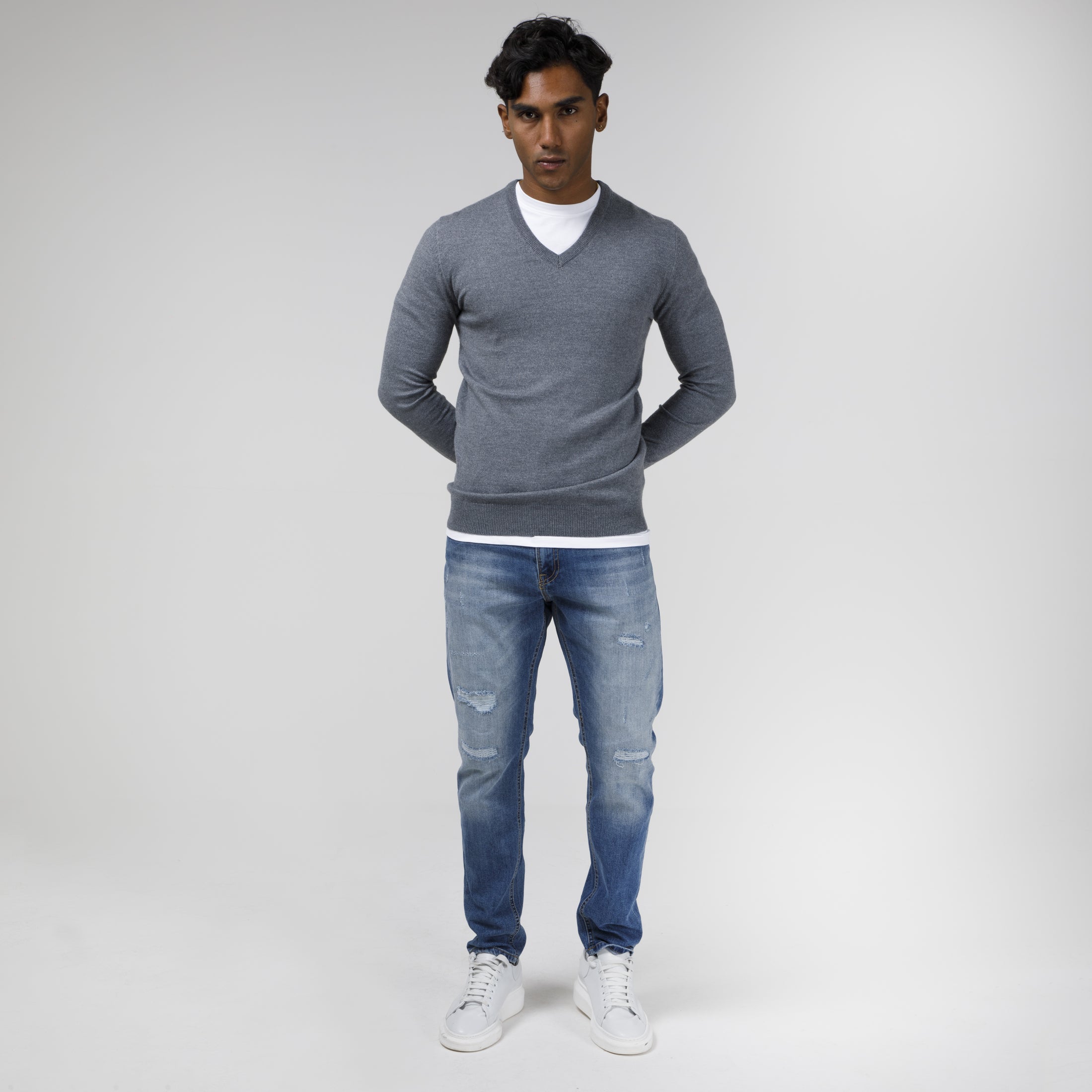 PULLOVER SCOLLO A V STRUTTURATO MISTO CACHEMIRE-10