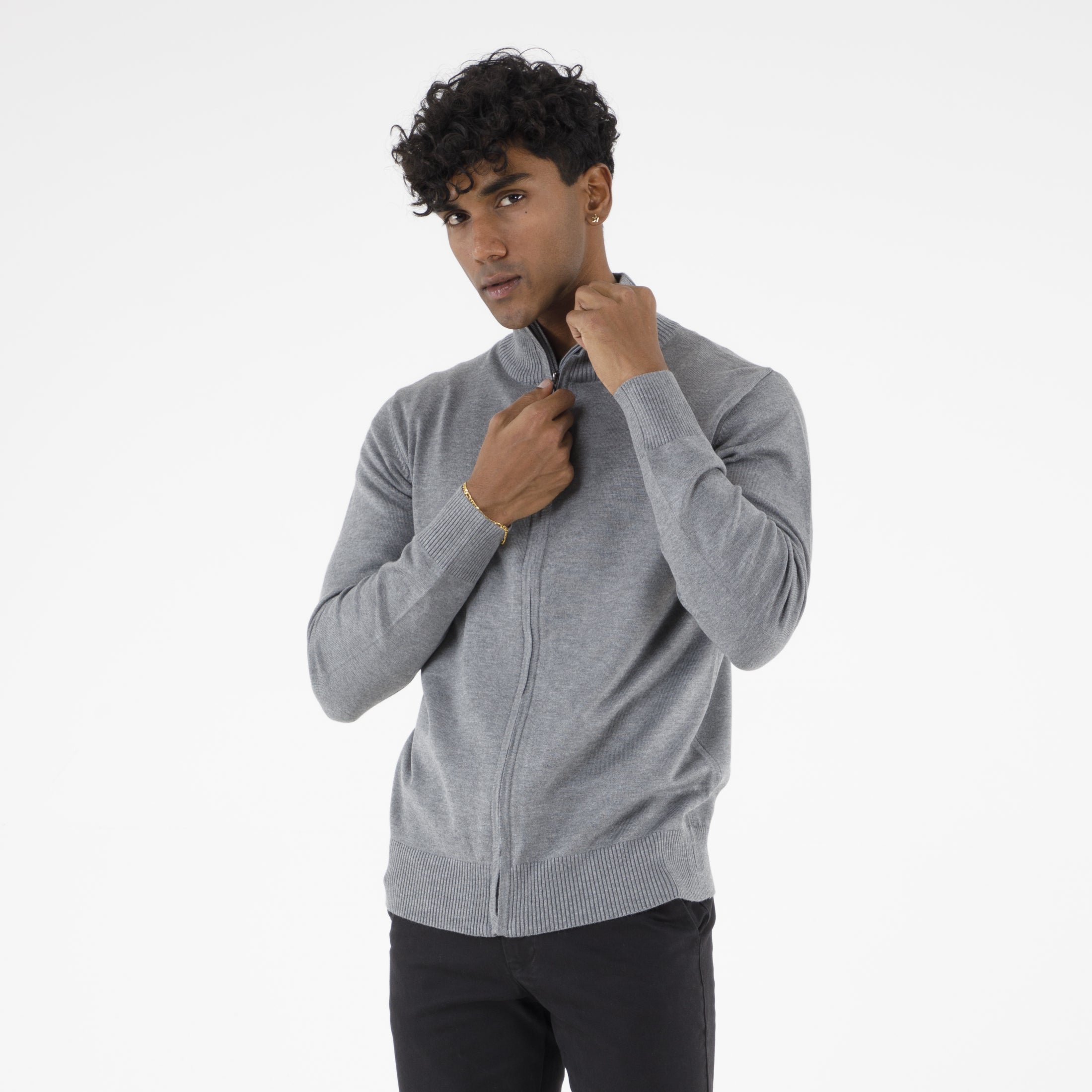 PULLOVER DOPPIO FILO APERTO CERNIERA-10889
