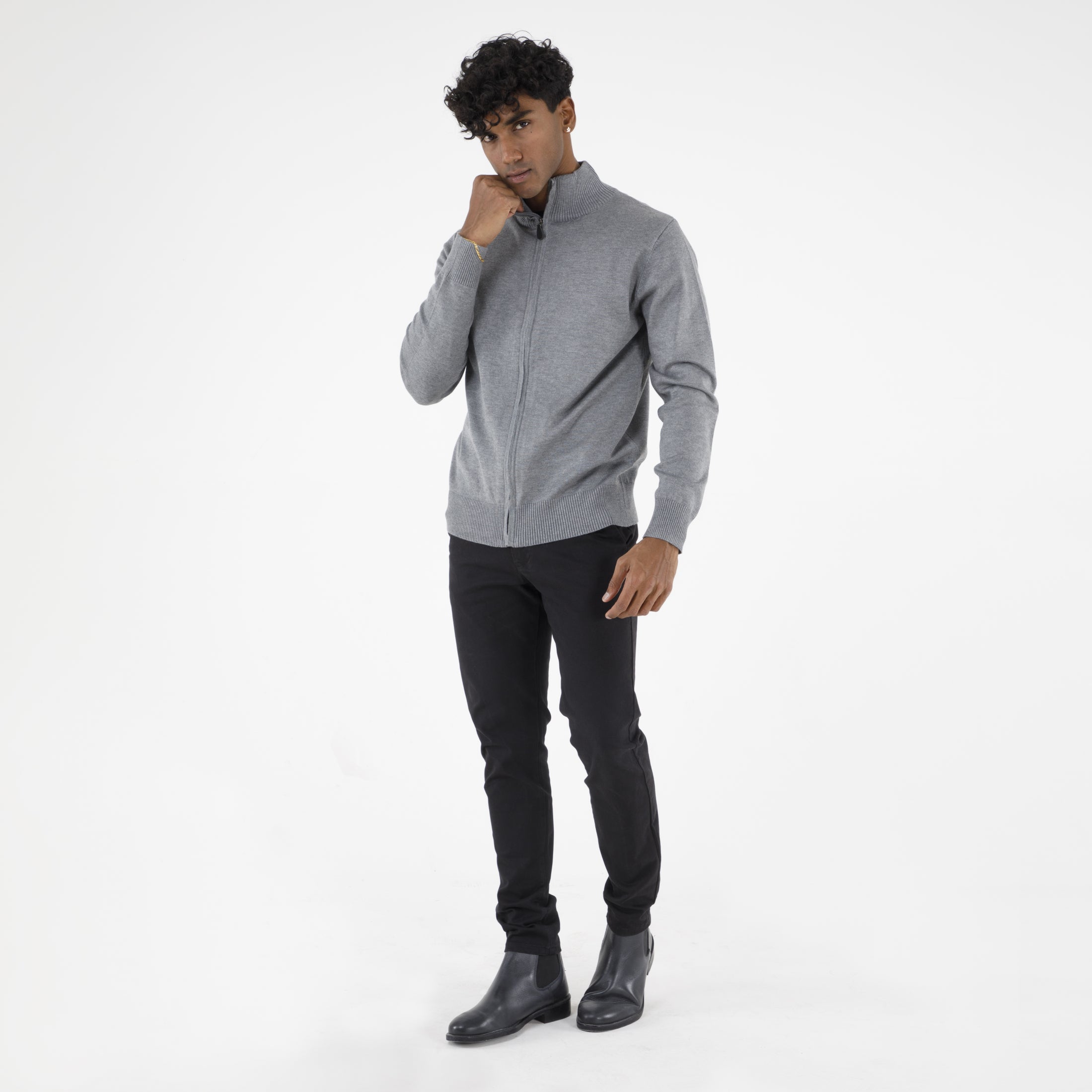PULLOVER DOPPIO FILO APERTO CERNIERA-10889